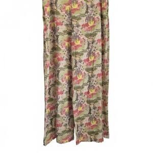 Salaam Vintage Ladies Tropical Bohemian Motif Print Pant Pink Green Hues